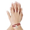 Bracelet Double Tour Lien Satin et Trèfle Argent 925 - Rouge - vue V2