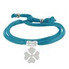 Bracelet Double Tour Lien Satin et Trèfle Argent 925 - Turquoise - vue V1