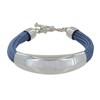 Bracelet Argent 925 Demi-Jonc sur Fils de Coton - Classics - Bleu - vue V1