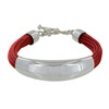 Bracelet Argent 925 Demi-Jonc sur Fils de Coton - Classics - Rouge - vue V1