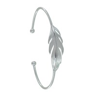 Bracelet Argent 925 Rhodié Demi Jonc Plume
