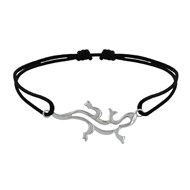 Bracelet Argent Salamandre Lien Noir