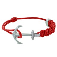 Bracelet Argenté Ancre Lien Tressé Coulissant - Rouge