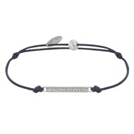 Bracelet Lien Argent 925 Petite Barrette de Strass - Gris