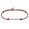 Bracelet Lien Argent 925 Petite Barrette de Strass - Rouge - vue V1