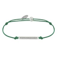 Bracelet Lien Argent 925 Petite Barrette de Strass - Vert