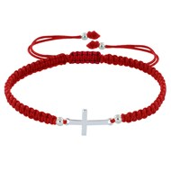 Bracelet Argent 925 Croix Lien Tréssé - Classics - Rouge