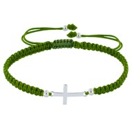 Bracelet Argent 925 Croix Lien Tréssé - Classics - Vert kaki