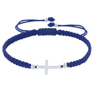 Bracelet Argent Croix Lien Tr?ss? - Classics - Bleu Navy