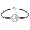 Bracelet Lien Médaille Argent 925 Ronde Mappemonde - Gris - vue V1