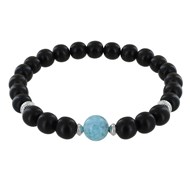 Bracelet Homme Perles d'Ebènes et Perle de Larimar