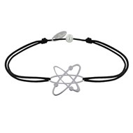 Bracelet Mixte Lien Médaille Argent 925 Atome - Noir