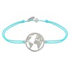 Bracelet Lien Médaille Argent 925 Ronde Mappemonde - Turquoise - vue V1