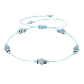 Bracelet Lien Cinq Perles Facettées de Larimar - Bleu ciel