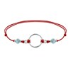 Bracelet Lien Cercle Argent 925 et Deux Perles Facettées de Larimar - Rouge - vue V1