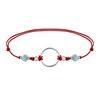 Bracelet Lien Cercle Argent et Deux Perles Facettées de Larimar - Rouge - vue V1