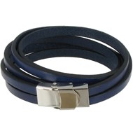 Bracelet Cuir et Fermoir Acier Inoxydable - Classics - Bleu Navy