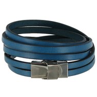 Bracelet Cuir et Fermoir Acier Inoxydable - Colors - Turquoise