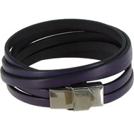 Bracelet Cuir et Fermoir Acier Inoxydable - Colors - Violet