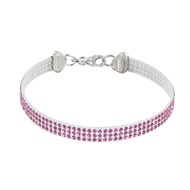Bracelet Argent 925 Rhodié Silicone et Strass - Classics - Rose