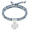 Bracelet Double Tour Lien Liberty et Trèfle Argent 925 - Colors - Bleu Navy - vue V1