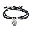 Bracelet Double Tour Lien Etoiles et Trèfle Argent 925 - Classics - Noir - vue V1