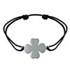 Bracelet Argent 925 Trèfle sur Lien - Noir - vue V1