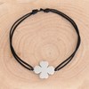 Bracelet Argent 925 Trèfle sur Lien - Noir - vue V4