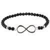 Bracelet Elastique Infini Argent Perles d'Onyx Noire Facettées - vue V1