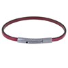 Bracelet Femme Cuir Simple Plat Fermoir Acier Inoxydable - Fuchsia - vue V1