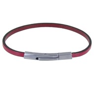 Bracelet Femme Cuir Simple Plat Fermoir Acier Inoxydable - Fuchsia