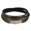 Bracelet Femme Cuir Trois Lanières Bronze Argenté Doré Fermoir Acier Inoxydable - vue V1