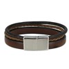 Bracelet Homme Cuir Trois Lanières Fermoir Acier Inoxydable - Classics - Marron clair - vue V1