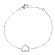 Bracelet Coeur de Strass Ajouré Argent