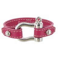 Bracelet Cuir et Manille Argent 925 - Colors - Fuchsia