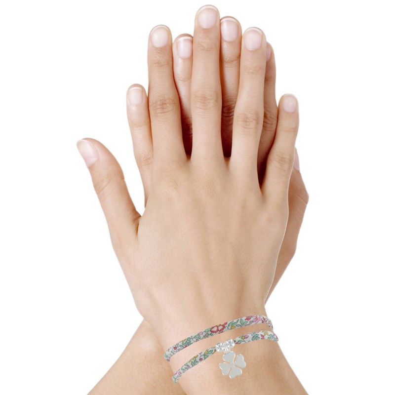 Bracelet Double Tour Lien Liberty et Trèfle Argent - Classics - Rose - vue 2