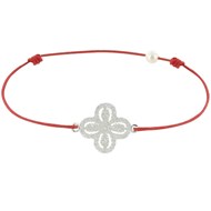 Bracelet Lien Argent 925 Fleur de Strass - Classics - Rouge