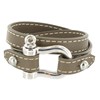 Bracelet Double Tour Cuir et Manille Argent 925 - Classics - Beige - vue V1