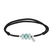 Bracelet Lien Noir 3 Anneaux de Larimar et Deux Perles Argent 925 - vue V1