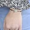 Bracelet Lien Noir 3 Anneaux de Larimar et Deux Perles Argent 925 - vue V3