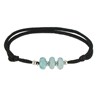 Bracelet Lien Noir 3 Rondelles de Larimar et d'Argent - vue V1