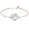 Bracelet Lien Fleur de Nacre Ivoire et Perles d'Argent 925 - Classics - Beige clair - vue V1