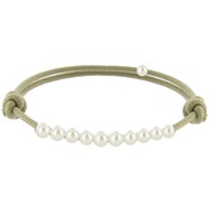 Bracelet Lien Numéro 10 Perle Blanche des Poulettes - Classics - Beige