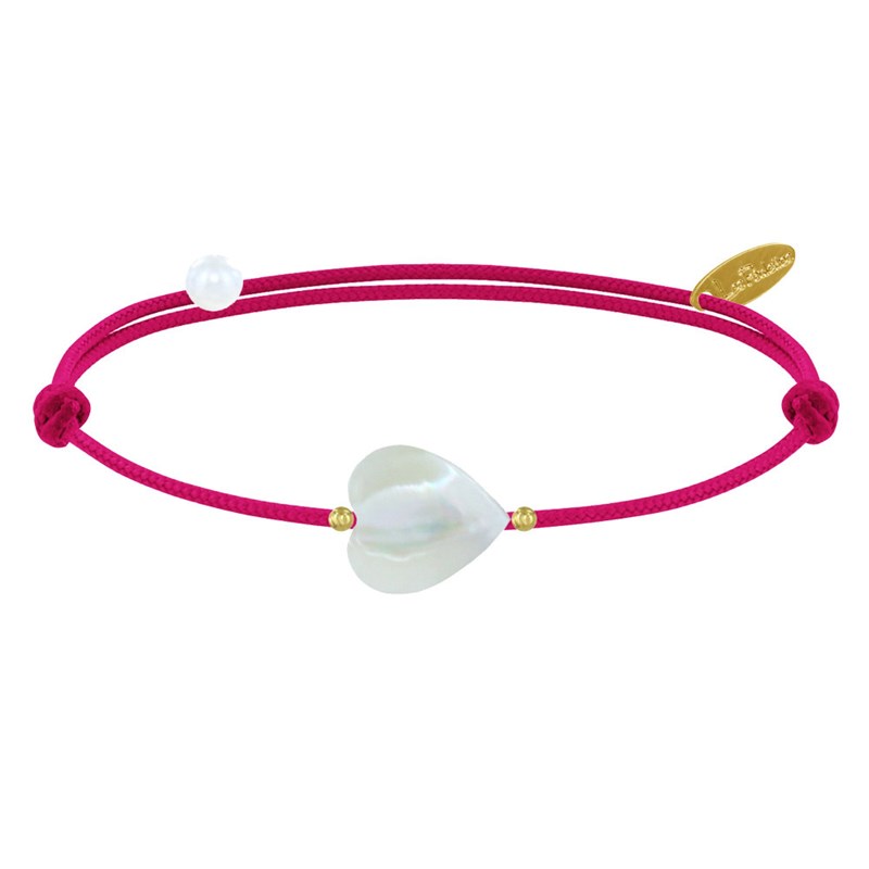 Bracelet Lien Petit Coeur de Nacre - Colors - Fuchsia