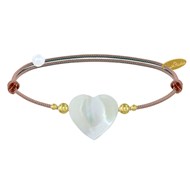 Bracelet Lien Coeur de Maman Nacre et Perles en Or - Classics - Beige