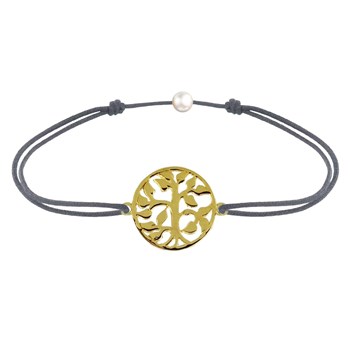 Gold Plated Tree of Life Link Bracelet - Grey