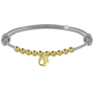 Bracelet Lien Médaille Coeur et Perles Plaquées Or - Classics - Gris clair