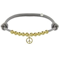 Bracelet Médaille Peace and Love et Perles Plaquées Or - Classics - Gris