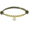 Bracelet Médaille Peace and Love et Perles Plaquées Or - Classics - Vert kaki - vue V1