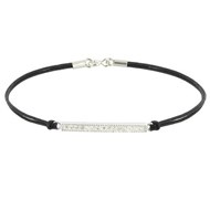 Bracelet Lien Barrette Argent 925 et Strass - Classics - Noir